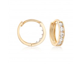 Child's .15 ct. t.w. CZ Hoop Earrings in 14kt Yellow Gold. 3/8"