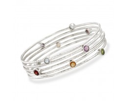 2.30 ct. t.w. Multi-Stone Jewelry Set: Five Bangle Bracelets in Sterling Silver Details
