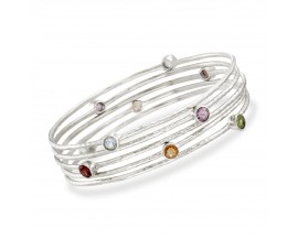 2.30 ct. t.w. Multi-Stone Jewelry Set: Five Bangle Bracelets in Sterling Silver Details