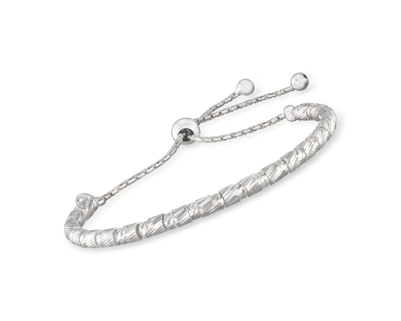 Italian Sterling Silver Cylinder Bead Bolo Bracelet Italian Sterling Silver Cylinder Bead Bolo Bracelet