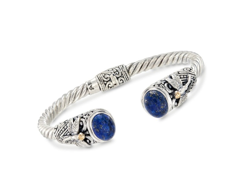 Lapis and Two-Tone Sterling Silver Dragonfly Cuff Bracelet Lapis and Two-Tone Sterling Silver Dragonfly Cuff Bracelet