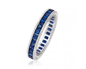1.40 ct. t.w. Simulated Sapphire Eternity Band in Sterling Silver