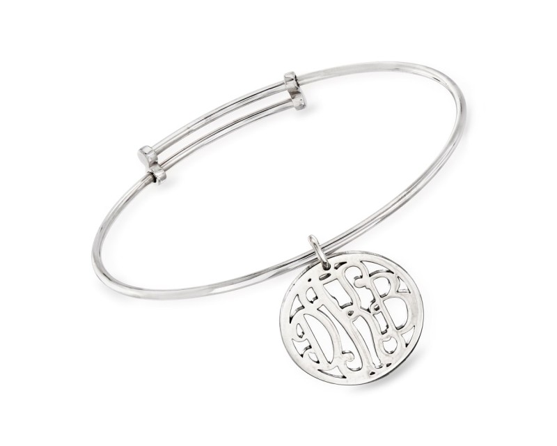 Sterling Silver Personalized Monogram Bangle Bracelet Sterling Silver Personalized Monogram Bangle Bracelet