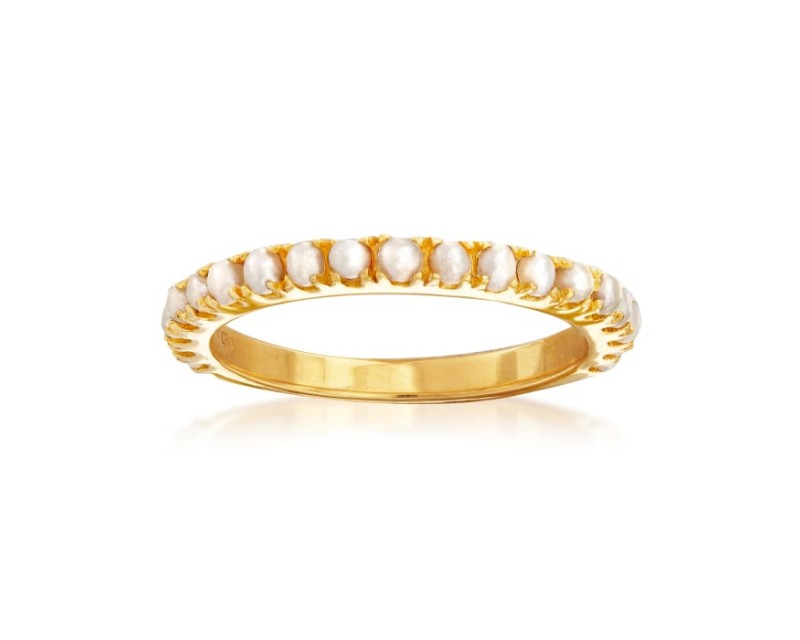2mm Cultured Pearl Ring in 18kt Gold Over Sterling 2mm Cultured Pearl Ring in 18kt Gold Over Sterling