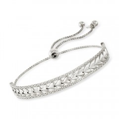 Italian Sterling Silver Heart Center Bolo Bracelet