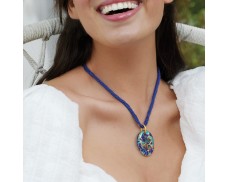 Italian Multicolored Murano Glass Pendant Necklace in 18kt Gold Over Sterling Details