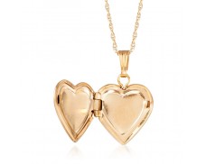 Child's 14kt Yellow Gold Small Heart Locket Necklace with Diamond Accent. 15"