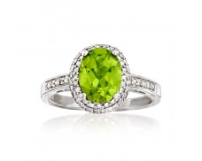 1.90 Carat Peridot and Diamond-Accented Ring in Sterling Silver