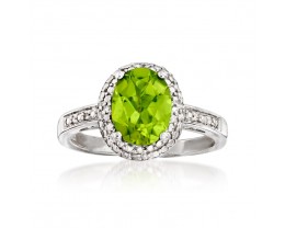1.90 Carat Peridot and Diamond-Accented Ring in Sterling Silver