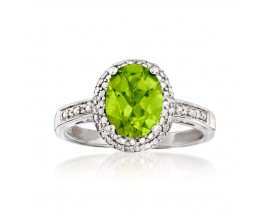 1.90 Carat Peridot and Diamond-Accented Ring in Sterling Silver