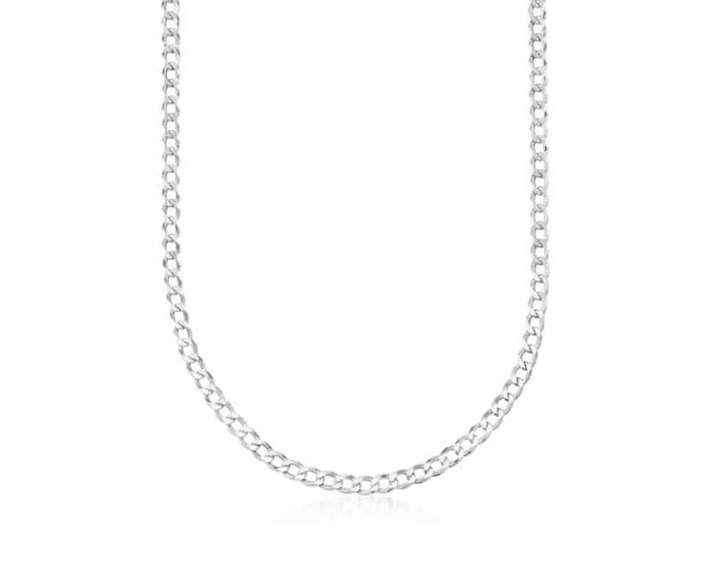 Men's 5mm Sterling Silver Curb-Link Chain Necklace. 22" Men's 5mm Sterling Silver Curb-Link Chain Necklace. 22"