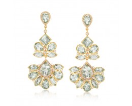 45.25 ct. t.w. Prasiolite and 3.10 ct. t.w. White Topaz Chandelier Earrings in 18kt Gold Over Sterling