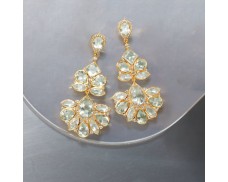 45.25 ct. t.w. Prasiolite and 3.10 ct. t.w. White Topaz Chandelier Earrings in 18kt Gold Over Sterling