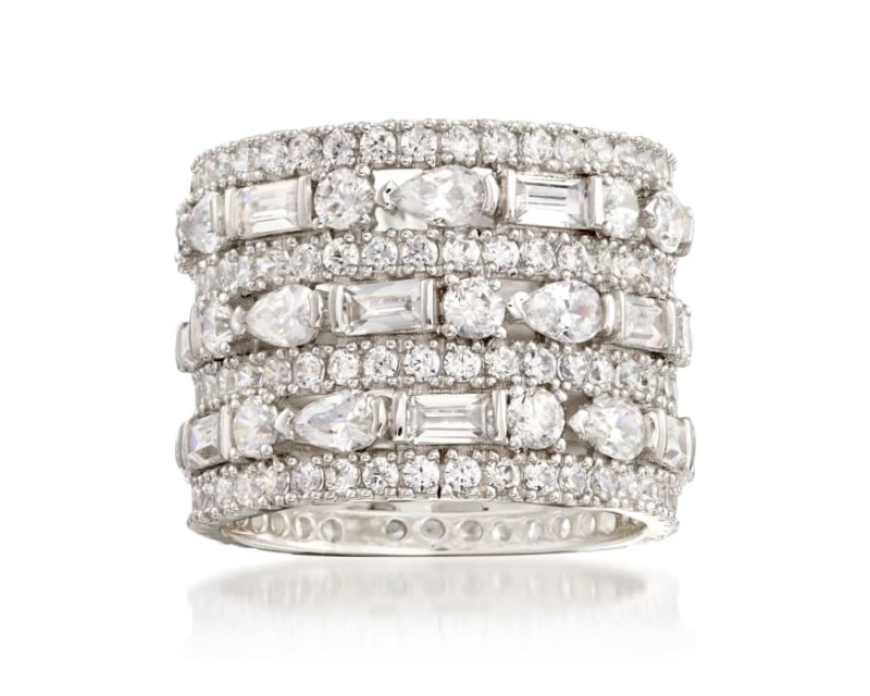 6.56 ct. t.w. CZ Multi-Row Eternity Band in Sterling Silver 6.56 ct. t.w. CZ Multi-Row Eternity Band in Sterling Silver