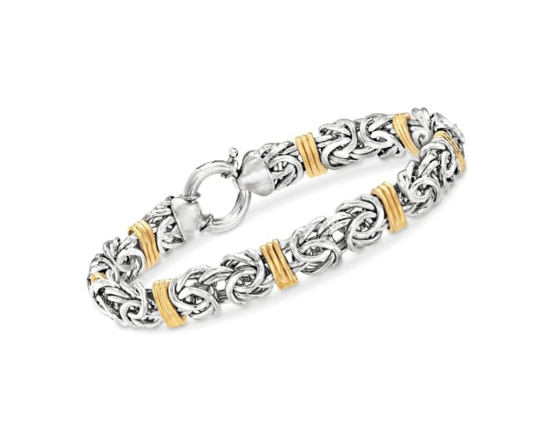 Byzantine Bracelet in Sterling Silver and 14kt Yellow Gold Byzantine Bracelet in Sterling Silver and 14kt Yellow Gold