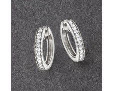 .25 ct. t.w. Diamond Milgrain Hoop Earrings in Sterling Silver. 1/2"