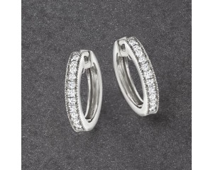 .25 ct. t.w. Diamond Milgrain Hoop Earrings in Sterling Silver. 1/2"
