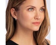 .25 ct. t.w. Diamond Milgrain Hoop Earrings in Sterling Silver. 1/2"